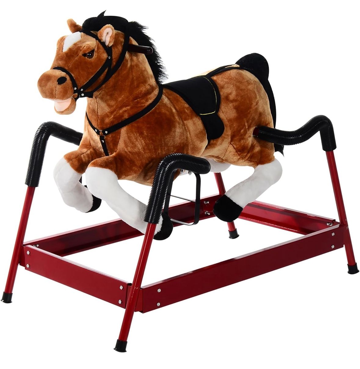 Qaba Plush Toddlers Spring Rocking Horse, Bouncing Ride On Rocker Toy with Realistic Sounds- Brand New in Box