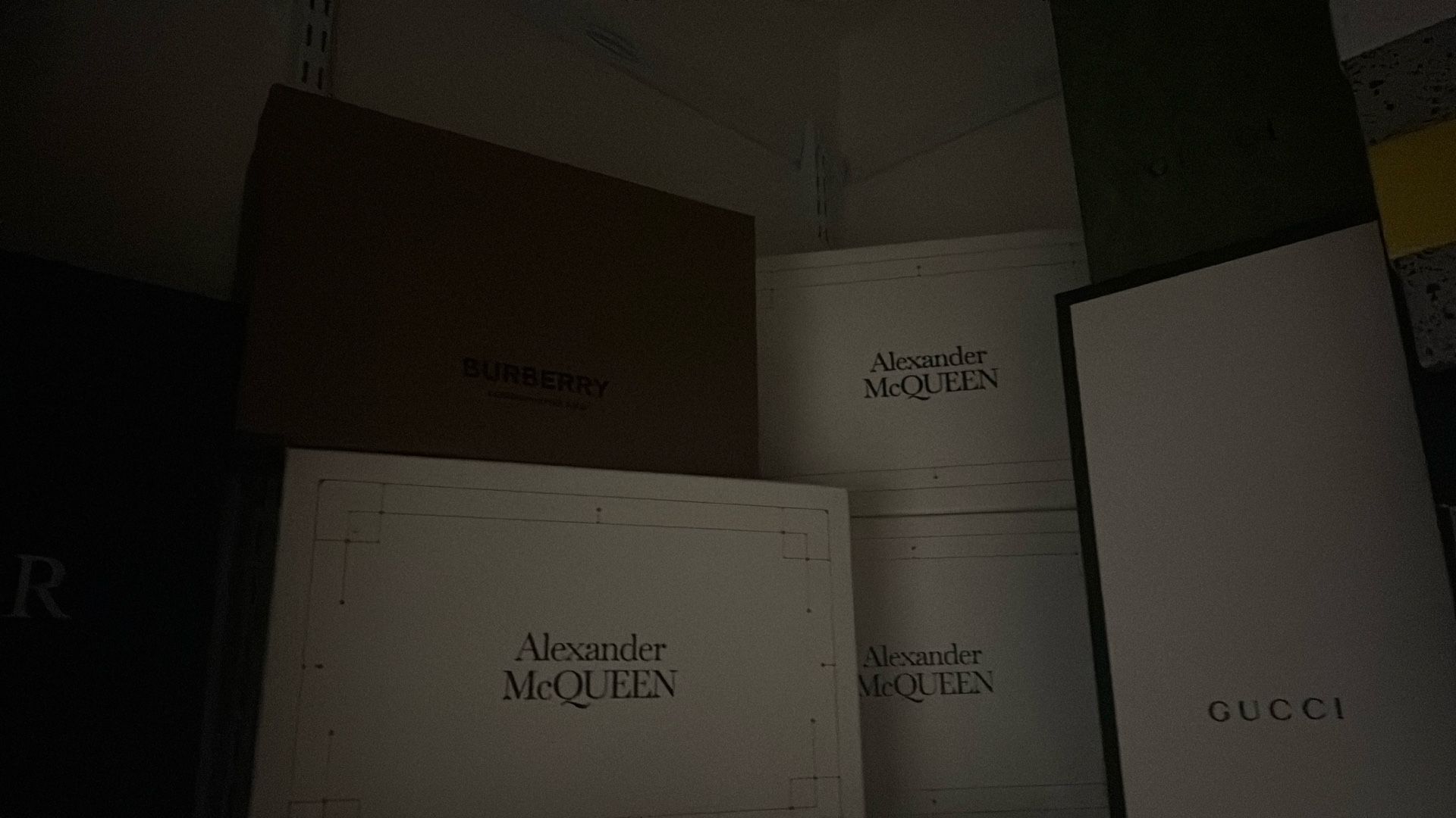 Alexander McQueen, Burberry Dior and Louis Vuitton shoebox