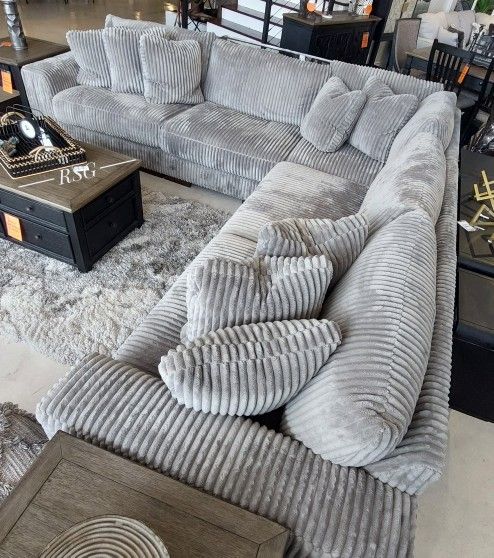 Living Room Furniture Modular Extra Fluffy Corduroy Sectional Couch Set 🌟 Color Options