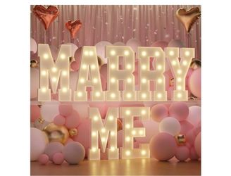 imprsv Marry Me Light Up Letters Yellow Light Marry Me Signs 3FT for Proposal Engagement Wedding Decor, 7pcs