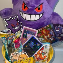 Gengar Pokemon Plush Bucket Ultra Rare Holographic Pokemon Card Collectible 
