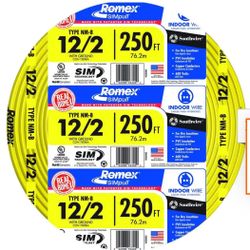 12/1 Romex Wire 250’ Roll Residential Electrical Wire Yellow Casing 