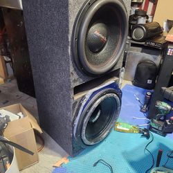 15 INCH SUNDOWN AUDIO SA AND AMERICAN BASS HAWK COMPETITION SUBWOOFER WIRED TO 1 OHM