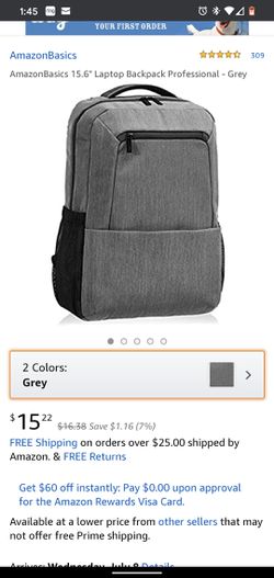 New 15.6" Laptop Backpack Professional - Grey
