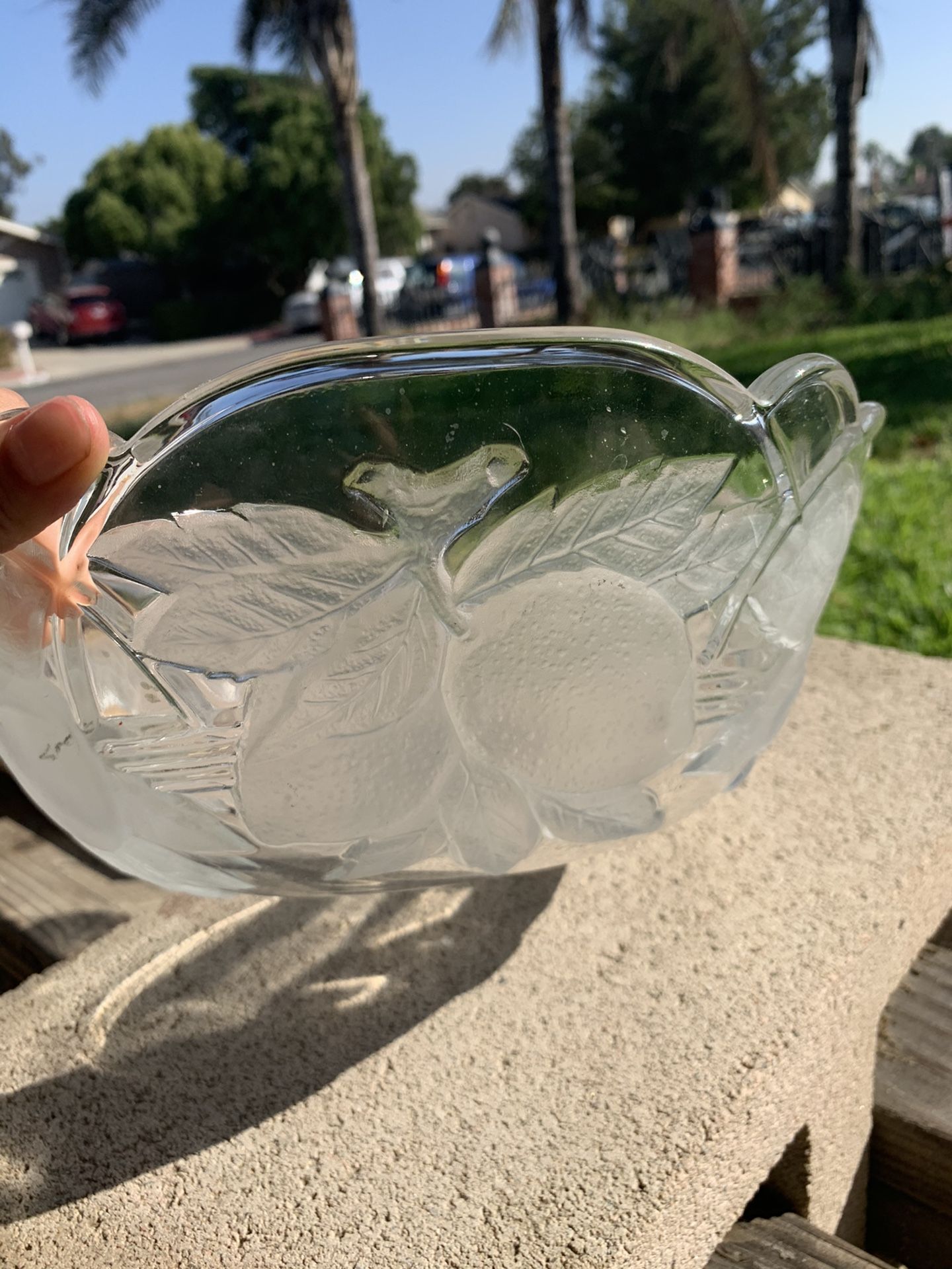 Glass fruit bowl