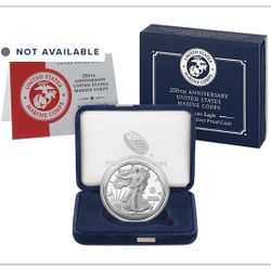 250th Anniversary United States Marine Corps American Eagle One Ounce Silver Proof Coin 