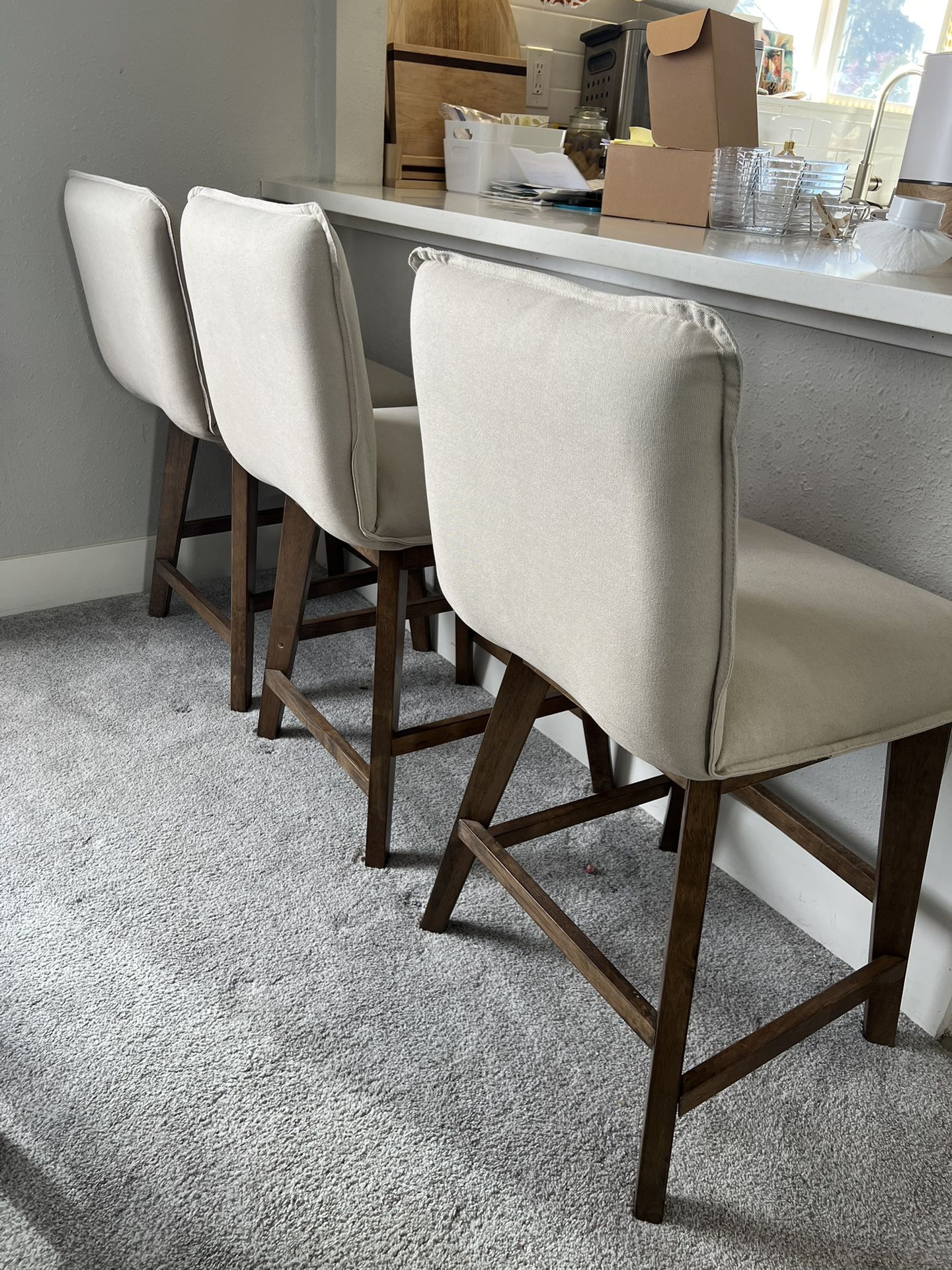 3 Counter Height  Padded Chairs
