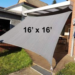 $40 (New in Box) Square 16x16 ft sun shade sail outdoor canopy top cover 185gsm 95% uv block w/ ropes