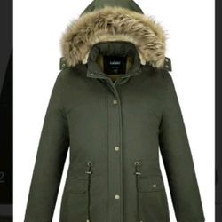 Soularge Women's Plus Size Parka Jacket, Faux Fur Heavy Hooded 5X Army Green