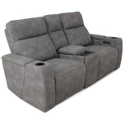 Greymel 74" Zero Gravity Fabric Loveseat with Console and Power Headrests, Created for Macy's 