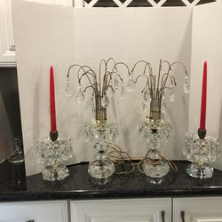 Vintage Lead Crystal Lamps And candle Stick Holders