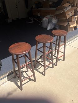 Set of 3 Solid Wood Bar Stools – Great for Kitchen Island