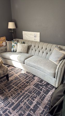 Pick up only: Mathis Brothers Large Modern light blue/green couch