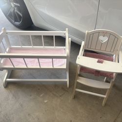 Baby Doll High chair And Crib Set