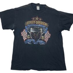 Vintage Harley Davidson Uke's Kenosha Wisconsin T-Shirt Graphic Tee Large Black
