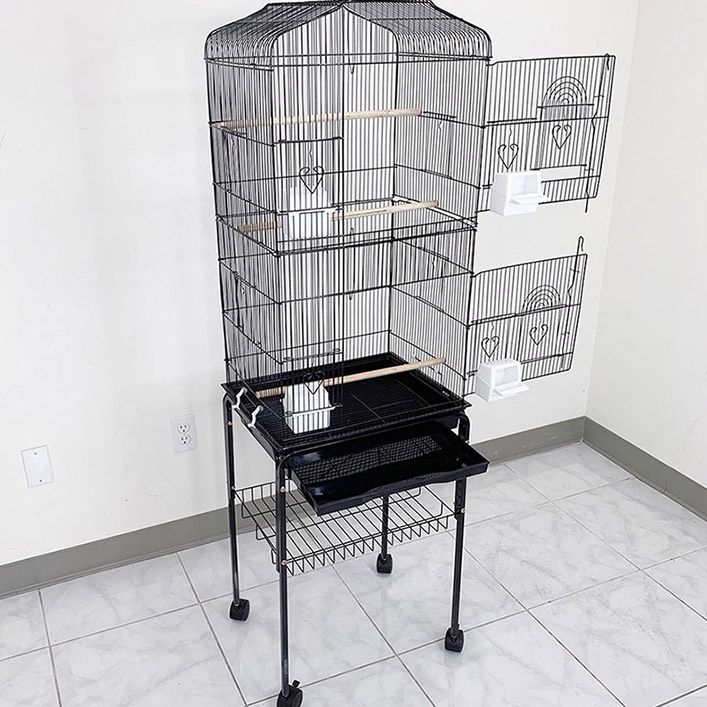 (NEW) $60 Small to Medium Bird Cage 60” Tall Parrot Parakeet Cockatiel Bird Cage 18x14x60” Rolling Stand