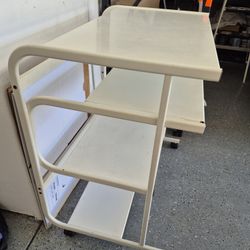 White Metal Computer Desk On Casters