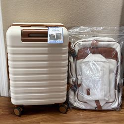 New UKEIN luggage set includes 20 inch carry on luggage, a 18 inch travel backpack and a toiletry bag
