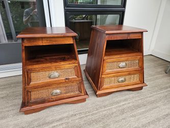 Pair of Vintage Pier 1 Imports "Pyramid Collection" Nightstands / End Tables