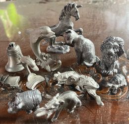 Vintage pewter animal collection