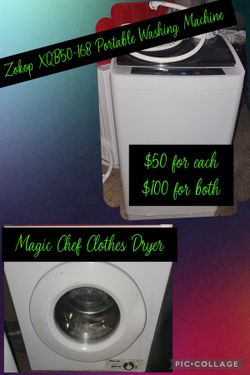 Zokop XQB50- 168 Portable Washing Machine and Magic Chef Clothes Dryer