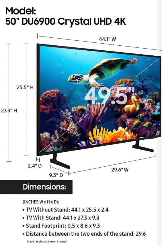 Samsung TV 50" crystal UHD 4K smart TV