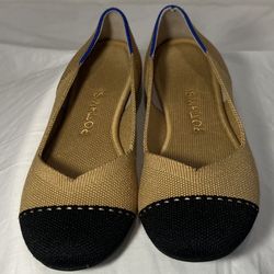Rothy's Women’s US 5 Ballet Flats Camel Tan Captoe Textile Square loafer 