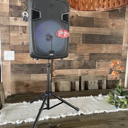 QFX 12” Bluetooth Portable Rechargeable Speaker  With Microphone, Speaker Stand &  LED Party Lights 🔊🎤🎶