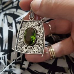 Silver Pendant With Peridot