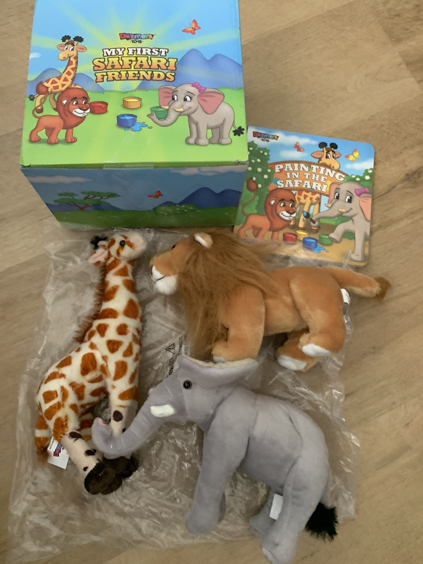 Safari Animals Plush and Book Set - Stuffed Animals of 3 Savanna Animals Storybook- 12” Set Includes Lion, Giraffe and Elephant Colorful Children 📖