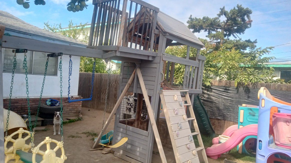 Solid Sturdy Wooden Playground Set 