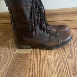 Brown Vintage Looking Combat Boots-Size 6