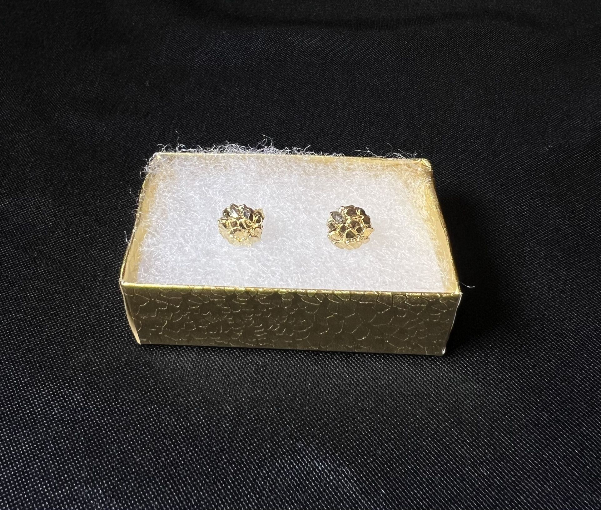 New Real 10k Gold Nugget Earrings Nuggets Turtle back 10kt Aretes 10 Quilates nugget earring