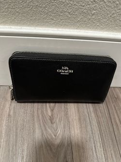 Coach Black Leather Zip-Around Wallet