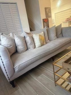 Z Gallerie Oversized Sofa & Matching Chair – Light Beige