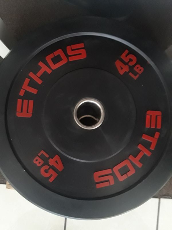 Ethos Olympic Bumper Weights and Barbell for Sale in Hawthorne, CA