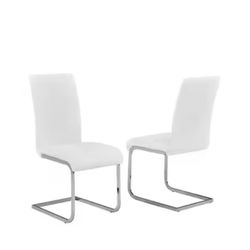 Trinity White/Silver Modern Side Chairs (Set of 2)