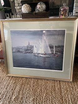 Signed Martha Quigley Limited Edition Print #34/600 – Framed Nautical Regatta – 1994