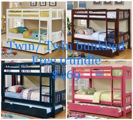 Twin bunk bed free twin trundle
