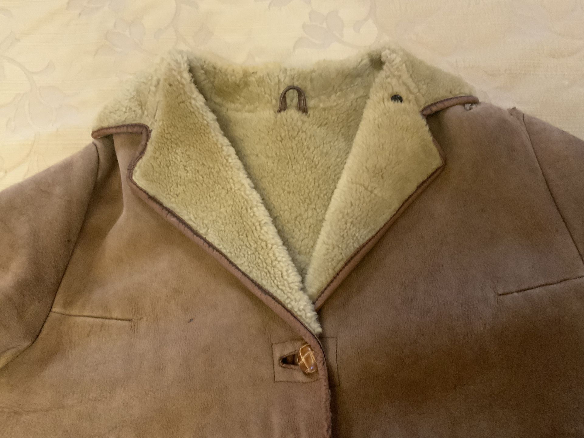 Sheepskin Coat Leather Jacket Sherpa Shearling Coat, Size:38, Loose Fit