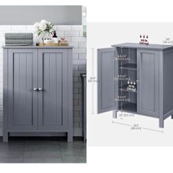 Floor Storage Cabinet, Freestanding Storage Unit with 2 Adjustable Shelves, for Bathroom Living Room Dining Kitchen, 11.8 x 23.6 x 31.5 In