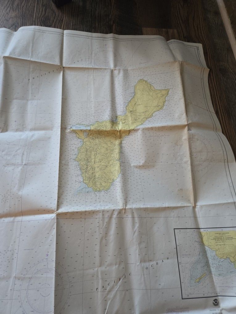Vintage Guam Island Oceanic Map