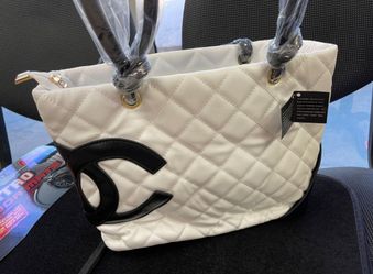 Quilted White And Black Tote