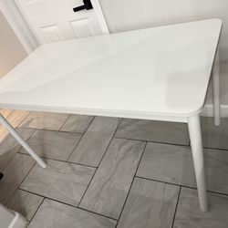 White Heavy Duty Desk Table With Reliable Hooks Kids Craft Kitchen Dinning 