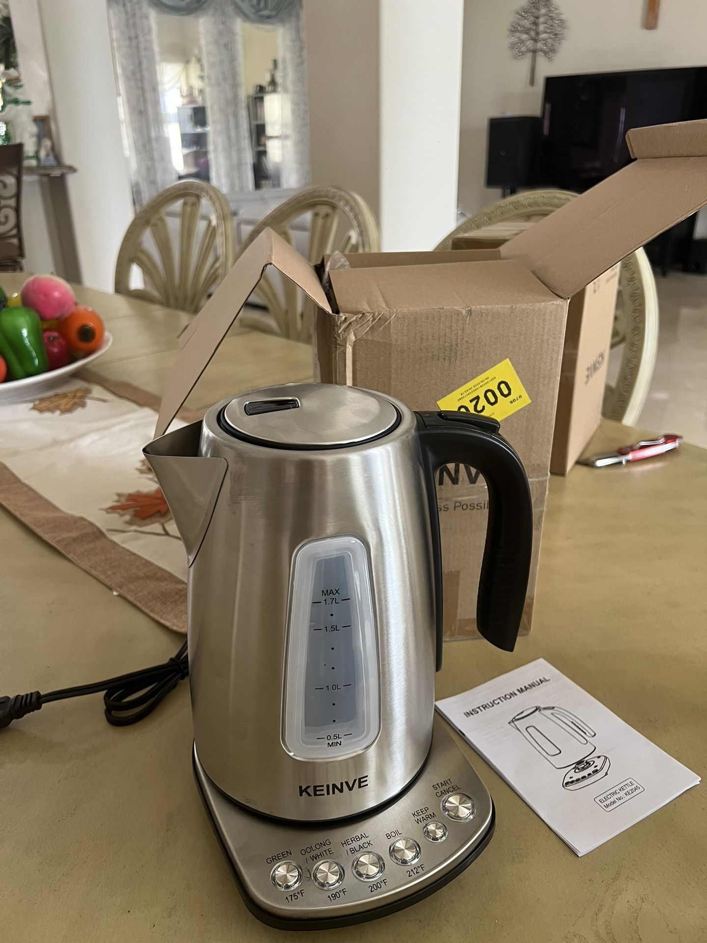 Stainless Steel Electric Kettle with Temperature Control & Keep Warm Function - 4 Preset Temperatures (175°F-212°F), 1500W Tea Kettle & Hot Water Boil
