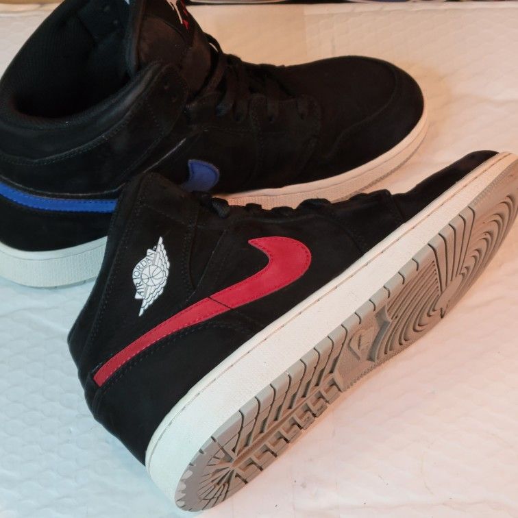 Jordan 1 Mid Red Blue Swoosh Size 7