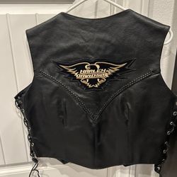 Leather Harley Davidson Vest Size Large