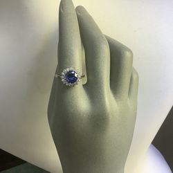 Sterling Silver Sapphire Ring Size 8