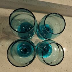 Cristar Rioja Aqua Blue Wine Glasses, Set of 4