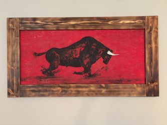 Bull painting abstract painting on wood handmade painting Acrylic on plywood